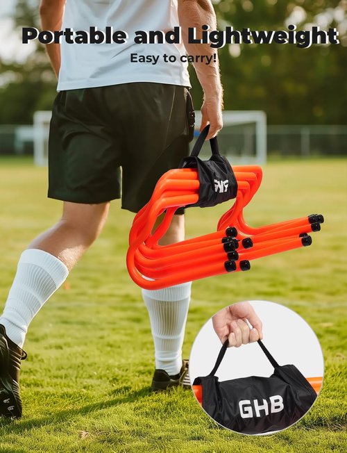 GHB Agility Hurdles - 8" Speed Training Equipment Set with Detachable Design & Carry Bag for Athletes