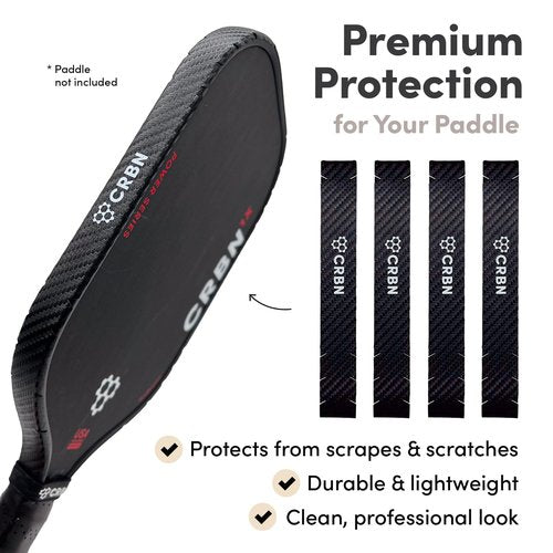 CRBN Pickleball - Edge Guard Tape - Protective Pickleball Paddle Edge Tape - Black 16mm 4 Pack