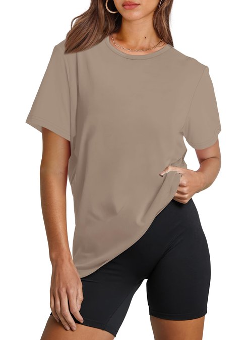 OFEEFAN Womens Summer Tops Hiking Running Active Tops for Women Brown L
