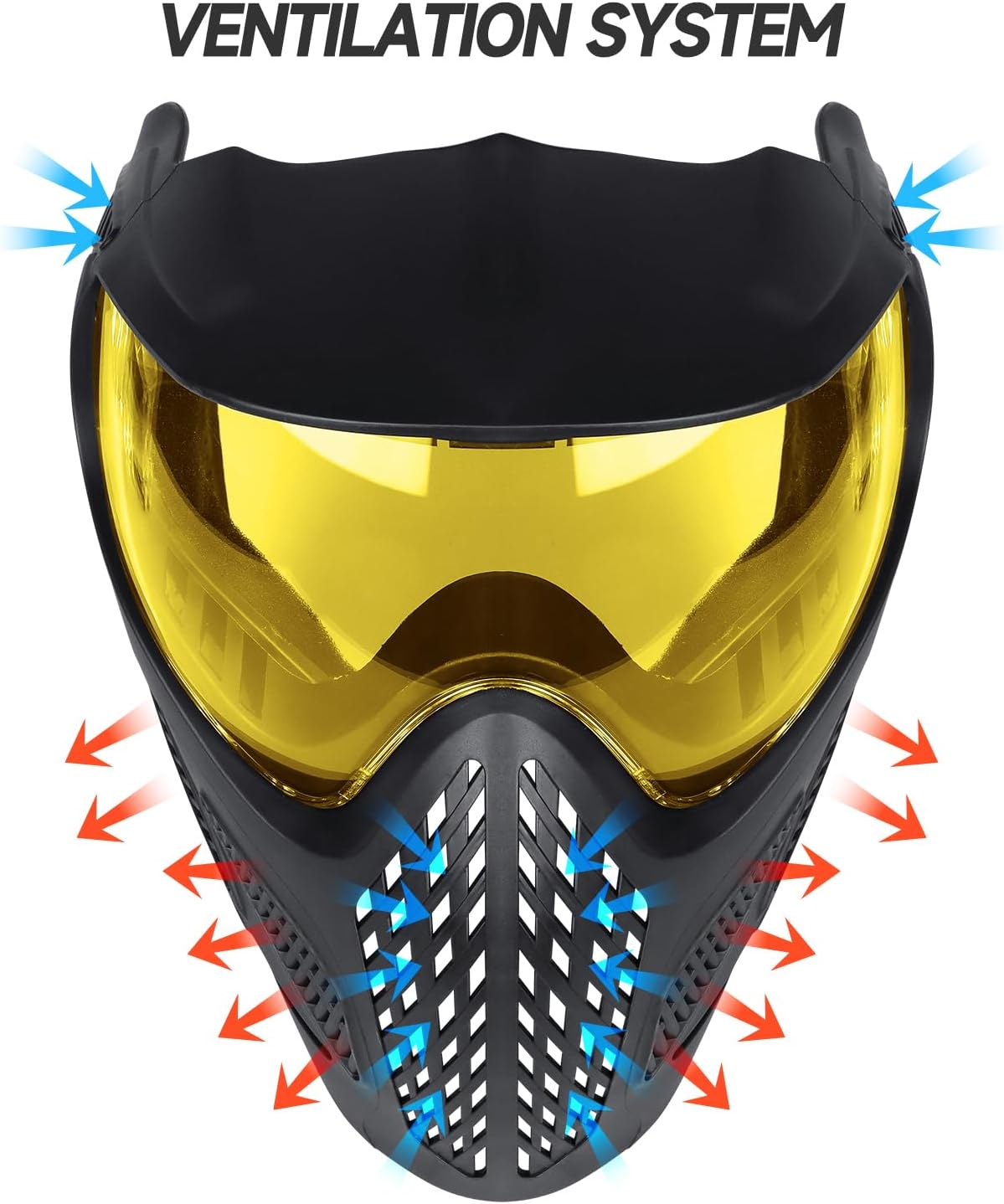 Xaegistac Paintball Mask - Integrated Sun Visor, Anti-Fog Design & Adjustable Headband | Wide Field of View