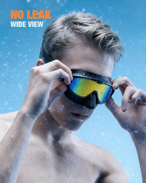 Aegend Swim Goggles - Anti-Fog, UV Protection, No-Leak Design | 2 Pack with Nose Cover for Adults