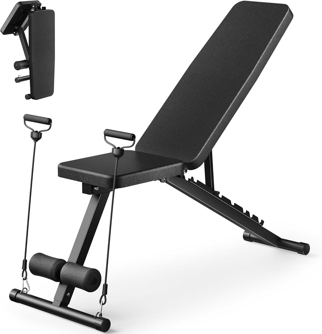 Skiennix Adjustable Weight Bench - Foldable Home Gym Equipment for Full Body Fitness | 600LBS Capacity
