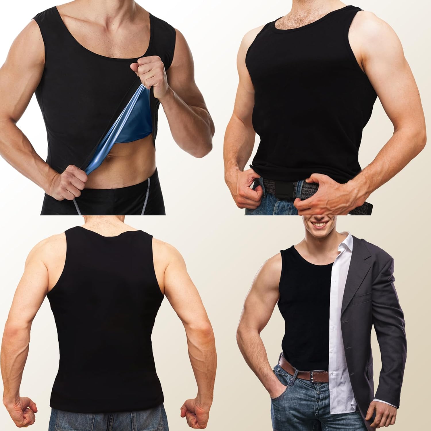 Skiennix Sauna Vest for Men - Sleeveless Waist Trainer Compression Tank Top for Enhanced Sweating