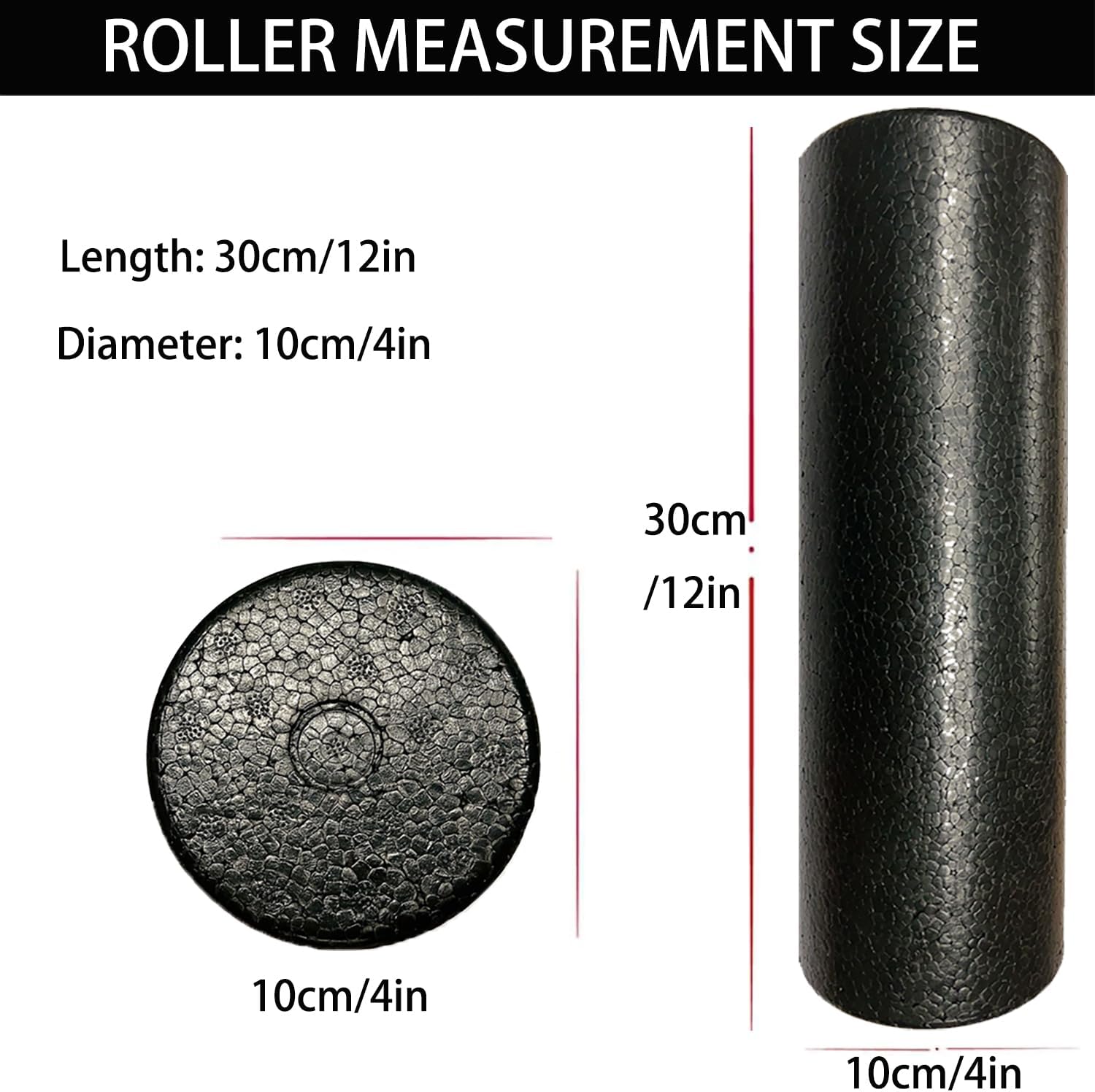 Skiennix Travel Size Back Roller - High Density Foam for Stretching & Muscle Recovery | 12" X 4" (Black)