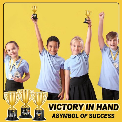 Fulmoon 24 Pack Gold Trophy Awards - Fun Plastic Trophies for Kids & Adults | Perfect for Parties & Competitions