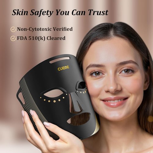 CUEME Red Light Therapy Mask - FDA-Cleared LED Treatment for Wrinkles & Acne | Portable Facial Care for Women