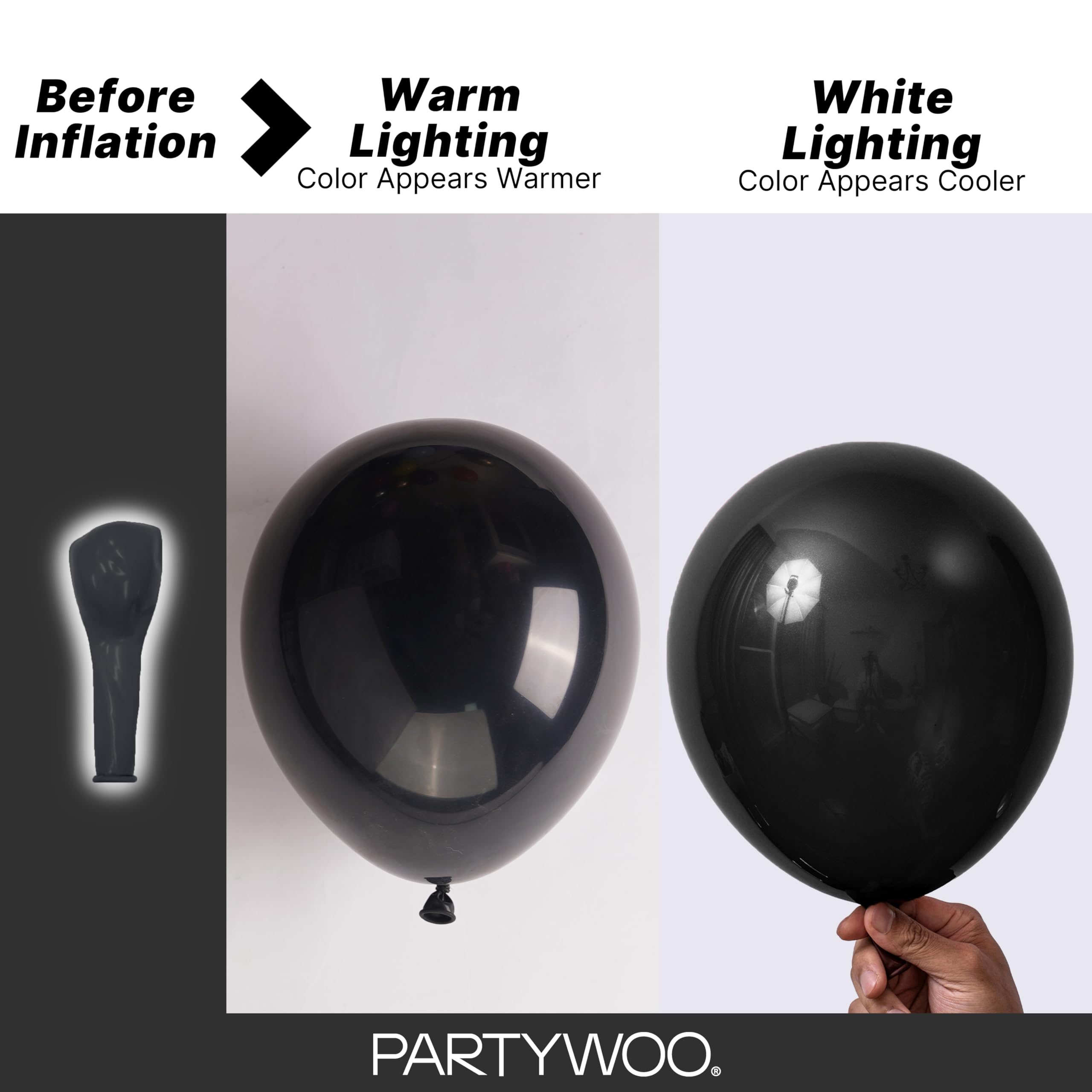 PartyWoo Black Balloons 155 pcs Different Sizes of 18 12 10 5 Inch Black Balloons Arch Kit Garland for Baby Shower Birthday Graduation Casino Gaming Anniversary Race Car Party Decorations Black-Y18