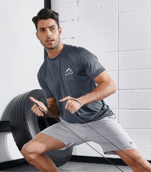 NORTHYARD Men's UPF 50+ Sun Protection Shirt - Short Sleeve Athletic Rash Guard for Swimming & Running