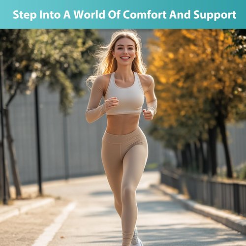 JYUOZI Compression Pantyhose Stockings for Women Men, 20-30 mmHg Closed Toe Medical Waist High Compression Stockings, Support Compression Hose Tights for Varicose Veins, Swelling(Beige, M)