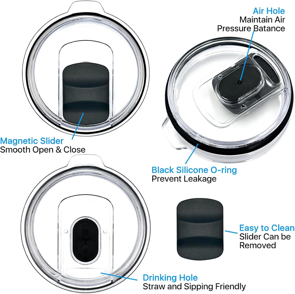 YETI 20 oz Tumbler Replacement Lids - Spill Proof Magnetic Slider | BPA Free, 4 Pack