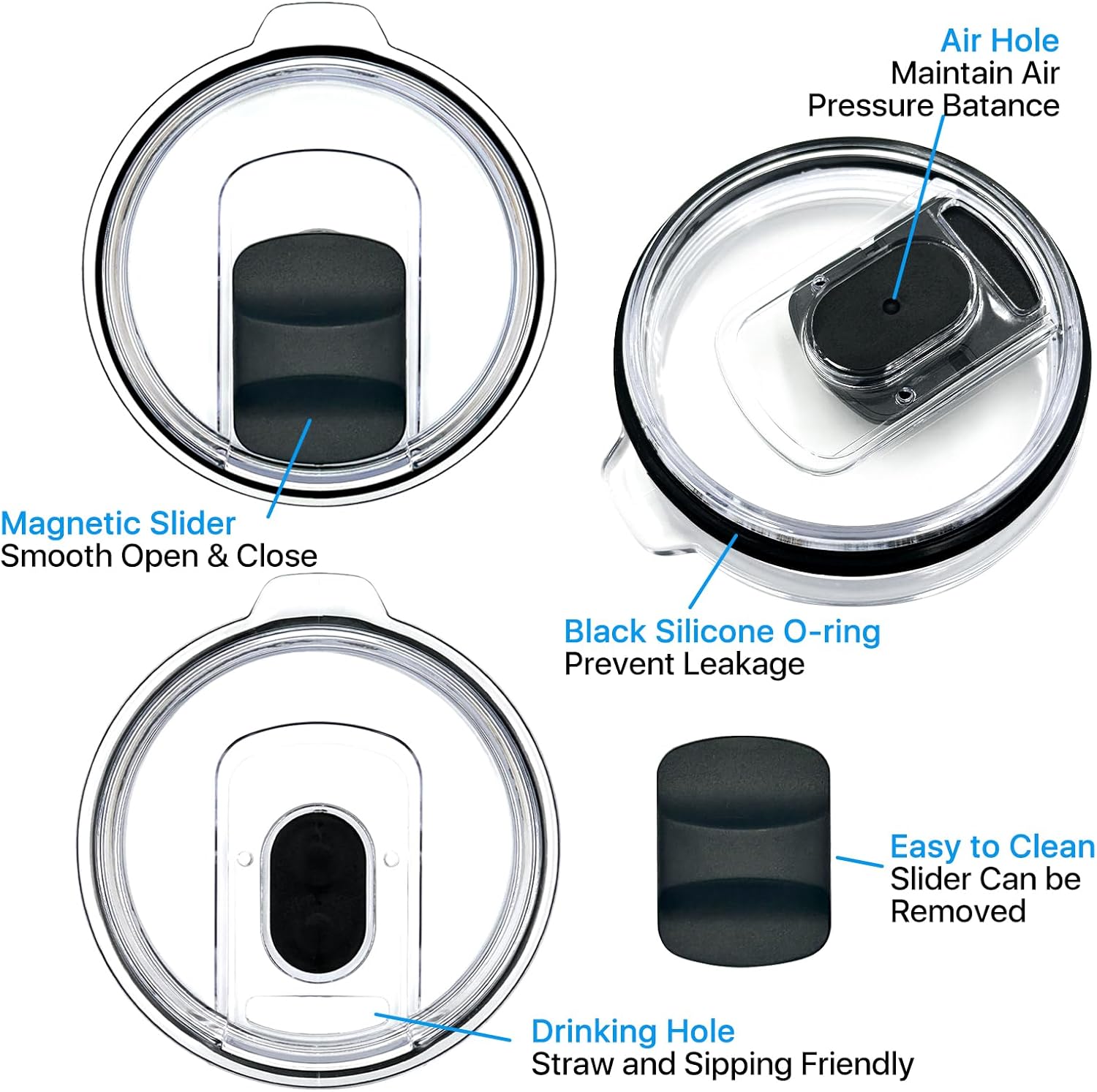 YETI 20 oz Tumbler Replacement Lids - Spill Proof Magnetic Slider | BPA Free, 4 Pack
