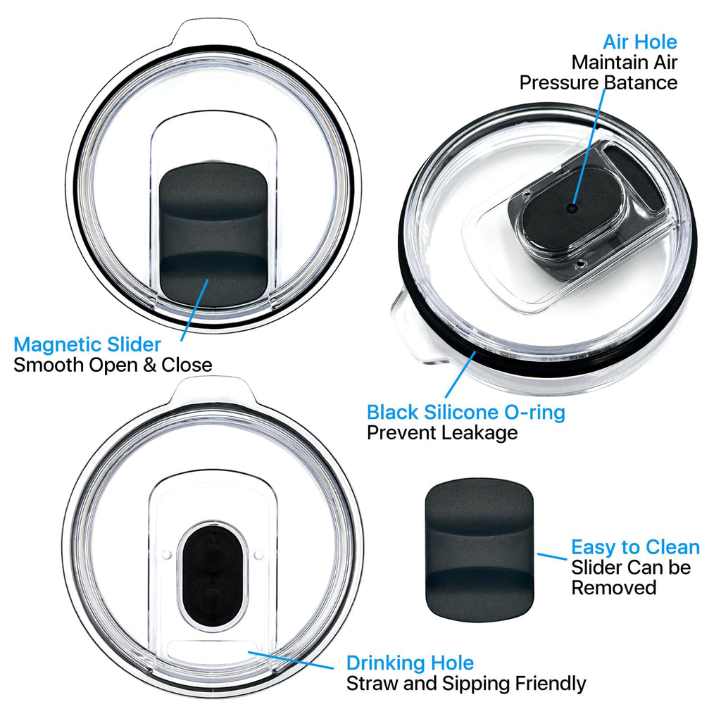 3 Pack 20 oz Tumbler Lid for Yeti，Magnetic Slider Replacement Lids Compatible with YETI 20 oz Tumbler, 10/24 oz Mug and 10 oz Lowball，Spill Proof Cup Lids Covers，BPA Free