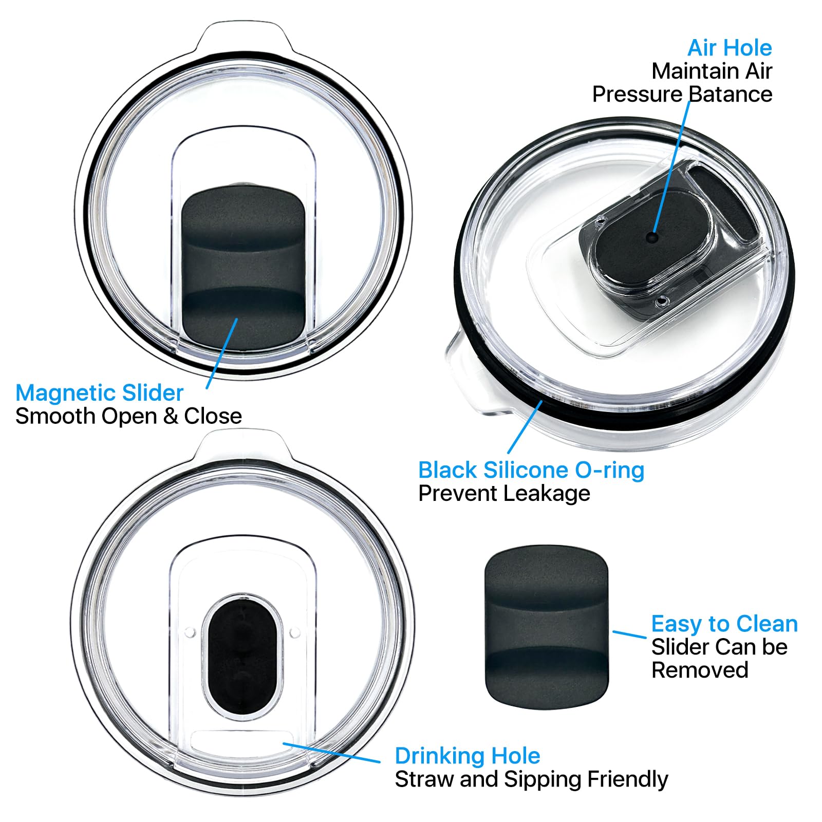 3 Pack 20 oz Tumbler Lid for Yeti，Magnetic Slider Replacement Lids Compatible with YETI 20 oz Tumbler, 10/24 oz Mug and 10 oz Lowball，Spill Proof Cup Lids Covers，BPA Free