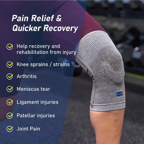 Comforband Premium Recovery Knee Compression Support – Germanium & Bamboo Charcoal Infused Knee Brace for Improved Circulation, Joint Stability, and Pain Relief (Large)