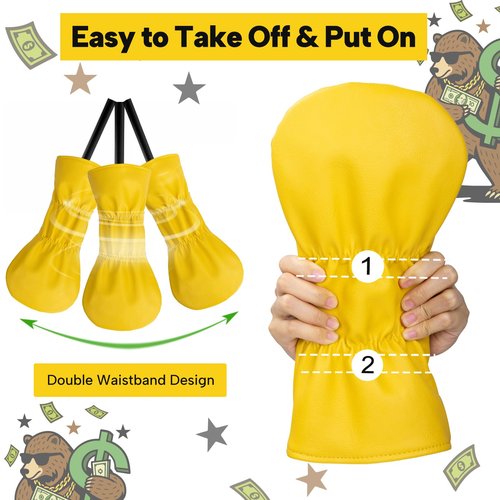 Golf Club Cover Exquisite Embroidery Dollar Bears Driver Covers Fariway Wood Headcover Hybrid Cover Leather Golf Headcovers for Men Women Gift(for Hybrid)