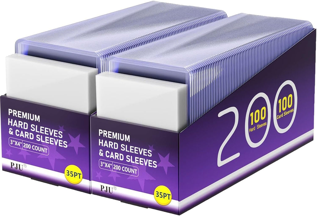 Skiennix 400 Card Sleeves - Premium Hard Plastic Trading Card Holders | 3" x 4" Sports Protectors