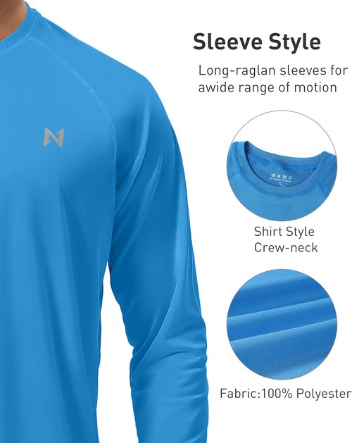 Isnowood Sun Protection Shirts for Men - UPF 50+ Long Sleeve UV Quick Dry Rash Guard | Ideal for Fishing & Hiking