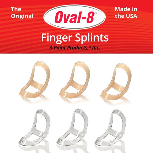 3-Point Products Oval-8 Finger Splint, Support and Protection for Arthritis, Trigger Finger or Thumb, and Other Finger Conditions, Size 8 (Pack of 3) available in Beige or Clear