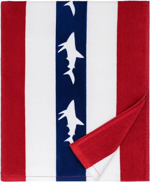 Cabana Large Beach Towel - Oversized Cotton Velour 35 x 70 Inch Shark Striped Pool Towel | Soft for Adults