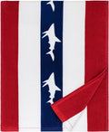 Cabana Large Beach Towel - Oversized Cotton Velour 35 x 70 Inch Shark Striped Pool Towel | Soft for Adults