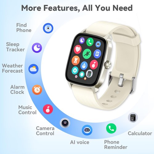 Imzuc Pedometer Watch for Men Women Android & iPhone, 1.85" Retina Display with Answer/Make Calls, Smart Watch with Pedometer, Calories & Step Counter, Waterproof Heart Rate/Sleep/SpO2 Monitor