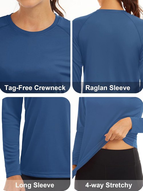 MAGCOMSEN Women's Long Sleeve Sun Protection Shirts - UPF 50+ Rash Guard for Hiking & Fishing