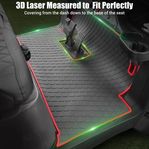 Club Car Precedent Golf Cart Full Coverage Floor Liner Mat, fits Club Car Precedent (2004-2023), Onward & Tempo (2017-2023), Villager & V4L (2019-2023), Durable Anti-Slip Rubber, Black with Red Trim