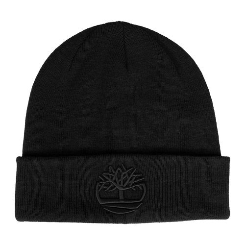 Timberland Men’s Tonal 3D Embroidery Beanie – Soft Knit Winter Hat, Raised Logo, Warm Stretch Fit for Cold Weather Wear, Black, One Size