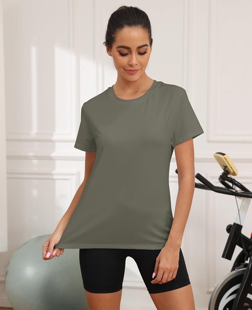 KevaMolly Workout Tops for Women - UPF50+ Breathable Short Sleeve Yoga & Running Tee