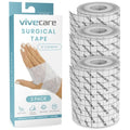ViveCare Soft Cloth Surgical Tape 4" x 10 Yards (3 Rolls) - Hypoallergenic Medical Paper Tape for Wound Care - First Aid Kit Supplies for Wound Dressing - Latex-Free Breathable Tape Gauze