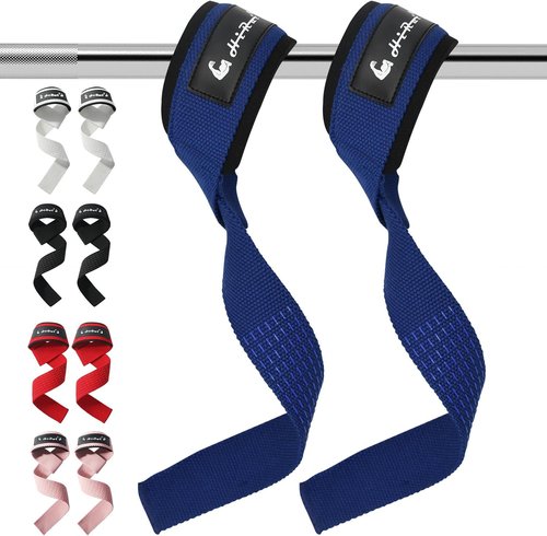 HiRui Premium Cotton Weightlifting Wrist Straps - 25" Deadlift Straps with Neoprene Padding & Anti-Skid Grip