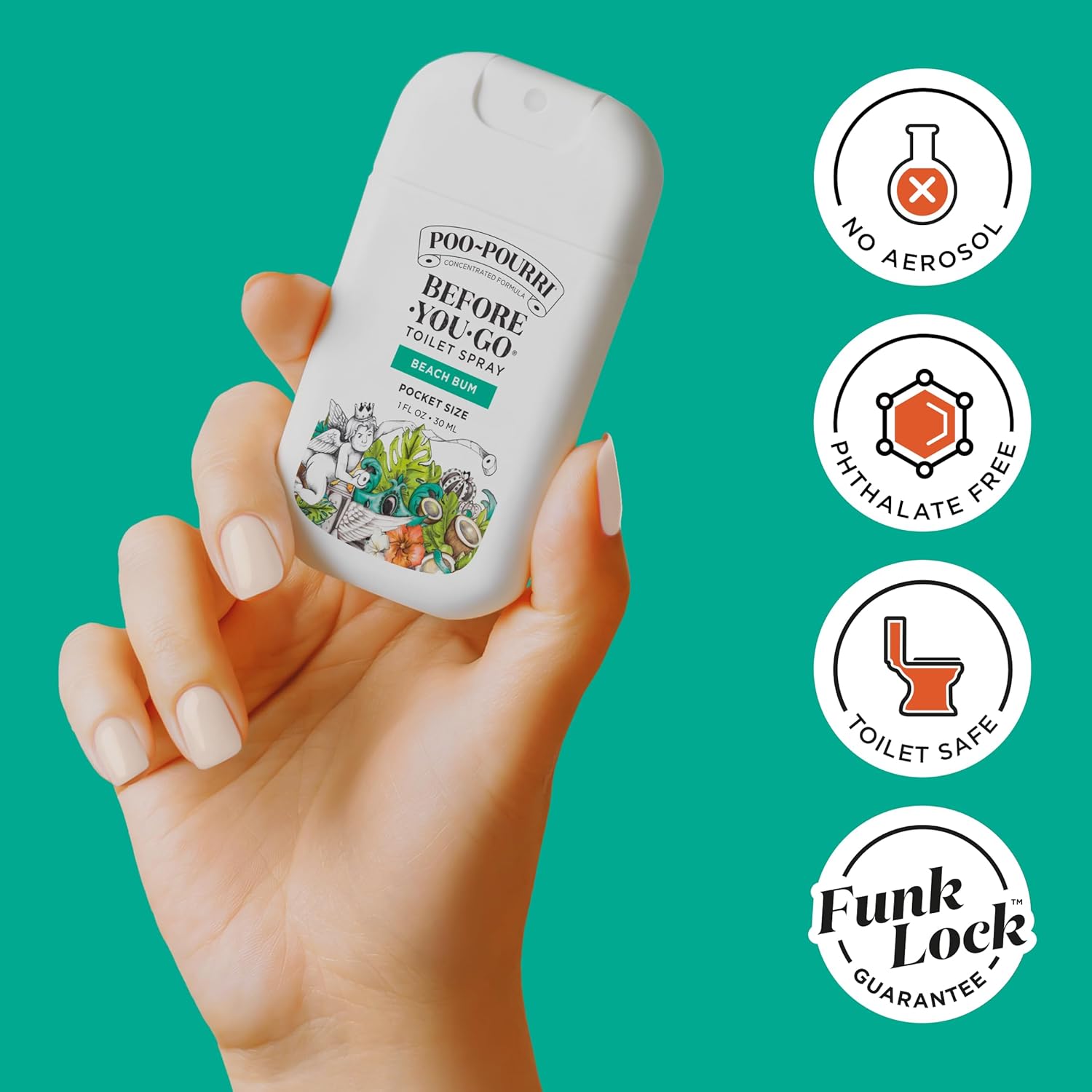 Poo-Pourri Pocket Toilet Spray - Travel Essential Odor Deodorizer | Beach Bum, 1 Fl Oz, TSA Approved