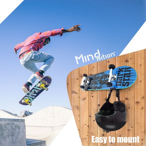 Mind and Action Skateboard Wall Mount Display Rack,Home and Garage Skateboard Storage,Solid Aluminum Shelf Brackets. (Black 1 Pair)