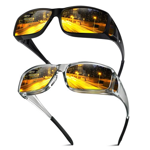 Bio-th Night Vision Driving Glasses Fit Over for Men Women,Wrap-Around With UV Protection,Cycling Golf and Fishing