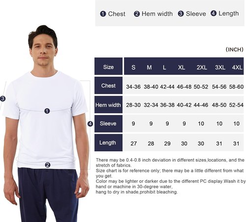 BAMBOO COOL Men's Moisture-Wicking Crewneck Undershirts - Breathable & Soft Tees, 6 Pack