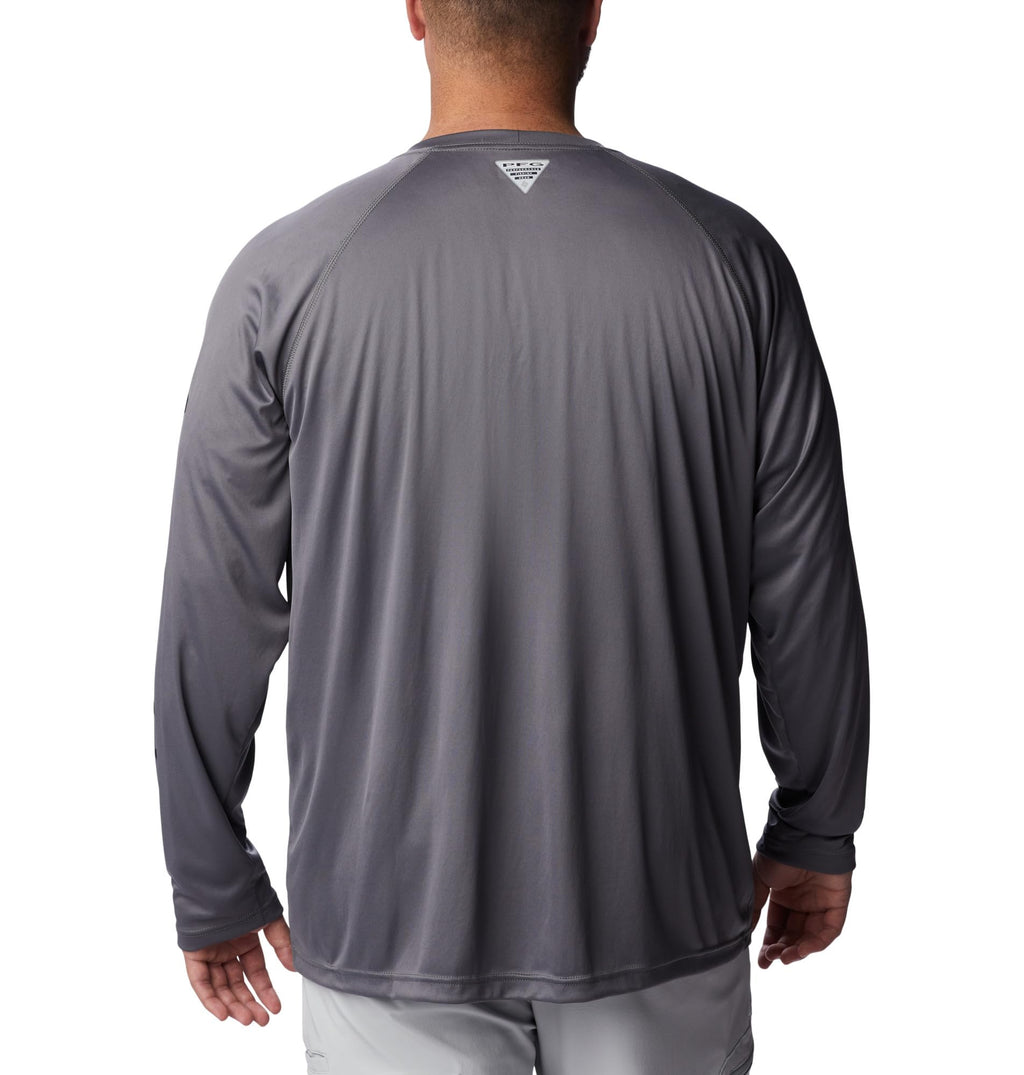 Columbia Men's PFG Terminal Tackle Long Sleeve Fishing Shirt, City Grey/Black Logo, 2X