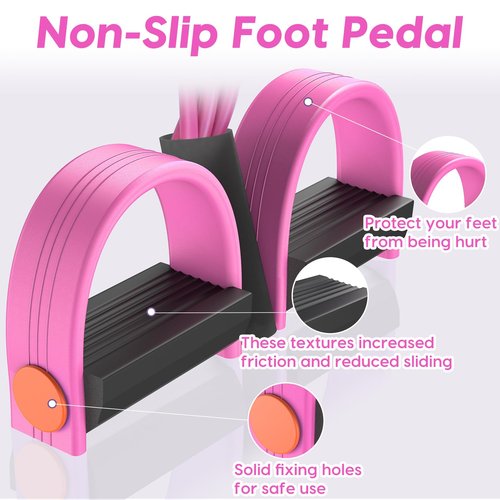 Resistance Bands with Handle, 6-Tube Elastic Foot Pedal Resistance Band, Natural Rubber Ankle Puller Sit-up Exercise, Multifunction Fitness Bands for Abdomen, Waist, Arm, Leg Stretching Training