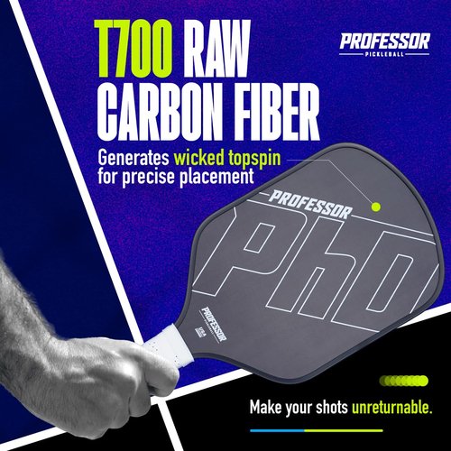 Professor PhD T700 Raw Carbon Fiber Premium Pickleball Paddle Racket - Precision Honeycomb Core - Enhanced Power & Control - USAPA Pickleball Approved