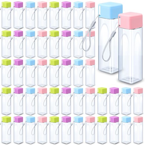 Nuogo 50 Pcs Bulk Water Bottle 17 oz Plastic Sports Water Bottles Bulk for Adults Operation Christmas Items Reusable Waters Cup Leak Proof Portable Drink Container for Outdoor Fitness Christmas Gifts