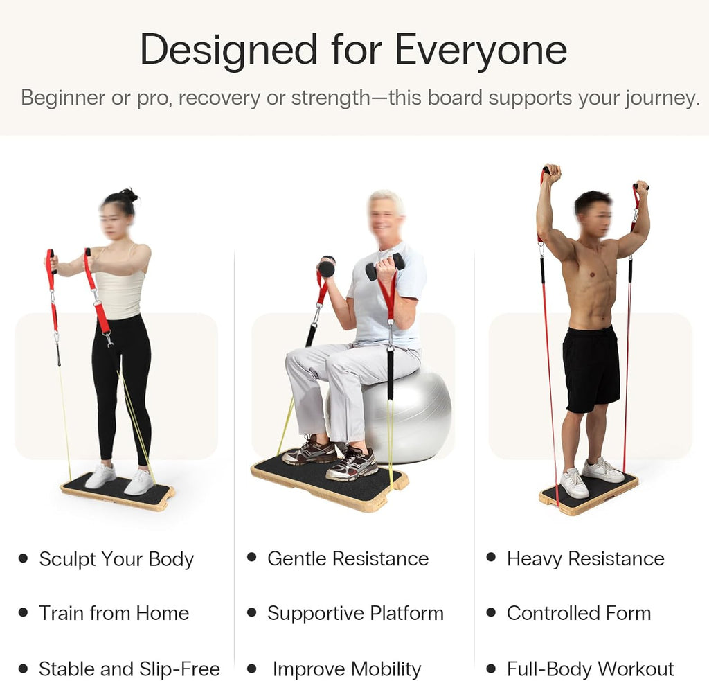 StrongTek Resistance Band Training Platform - Heavy-Duty Bamboo Board for Safe Workouts | 1000 lbs Capacity