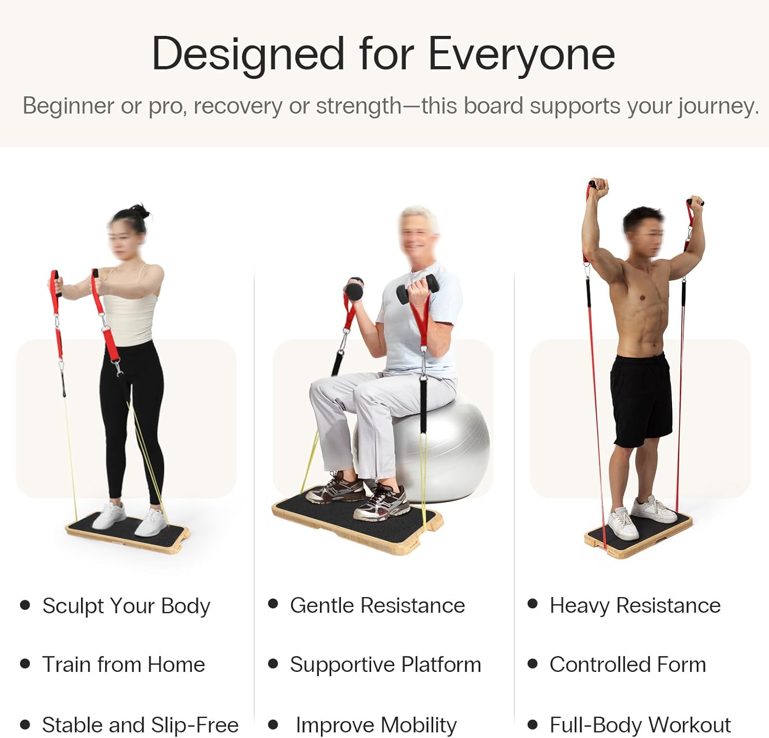 StrongTek Resistance Band Training Platform - Heavy-Duty Bamboo Board for Safe Workouts | 1000 lbs Capacity