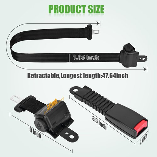 10L0L 4 PCS Universal Retractable Golf Cart Seat Belts Kit for Yamaha Club Car EZGO Go-Kart ATV UTV etc. Fits Installed in Front or Rear Seat (Not Include Bracket)