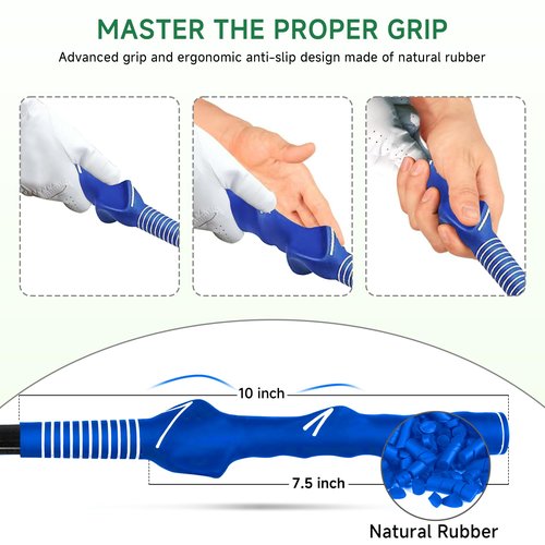 Sukubiui Golf Swing Trainer, Click Stick Golf Swing Training Aid for Inertia & Swing Rhythm Practice, Weighted Golf Trainer with Comfort Grip Helps Enhance Strength & Maintain Good Grip Habits, Blue