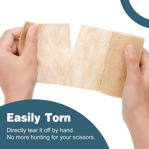 AZEN Self-Adhesive Bandage Wrap - 18 Pack, 4" x 5 Yards, Elastic Skin Color Athletic Tape