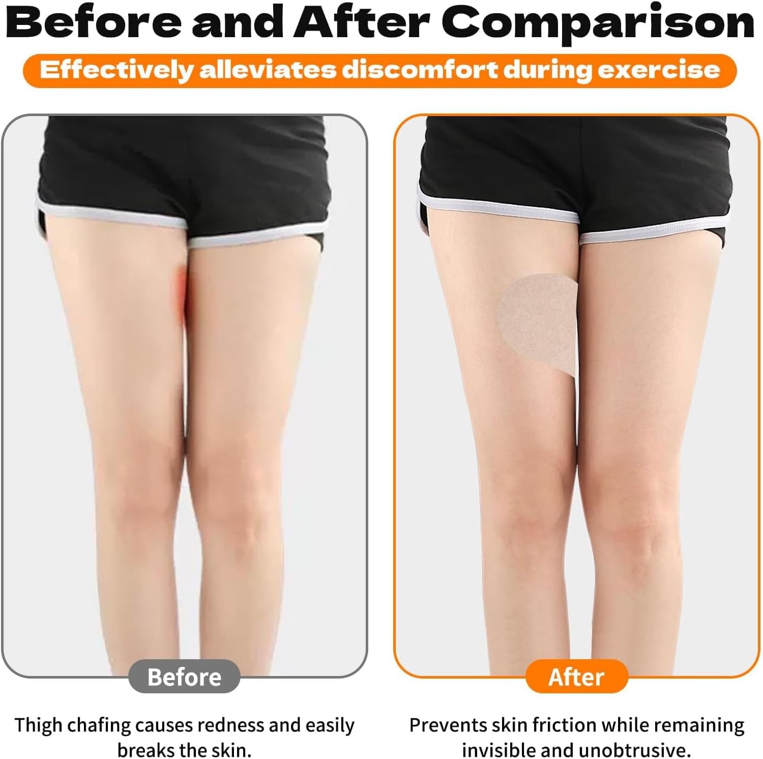 Skiennix 14 Pcs Anti-Chafing Thigh Patches - Sweatproof Light Skin Tone Friction Pads for Women