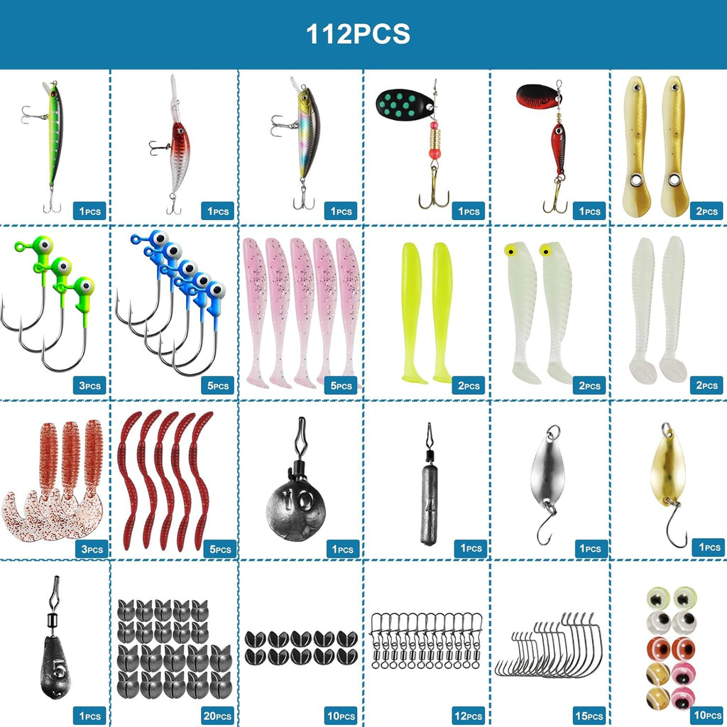 SANWEAL Fishing Weights Sinkers Kit - Complete Tackle Set with Jig Head Hooks & Swivels for Bass & Trout