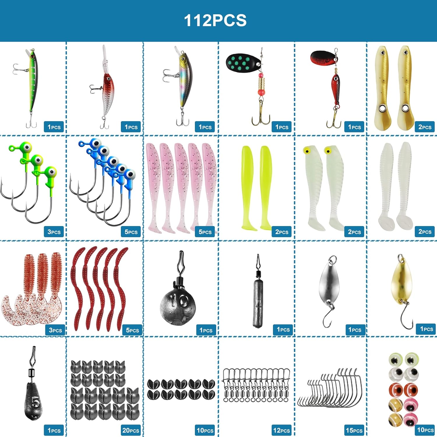 SANWEAL Fishing Weights Sinkers Kit - Complete Tackle Set with Jig Head Hooks & Swivels for Bass & Trout