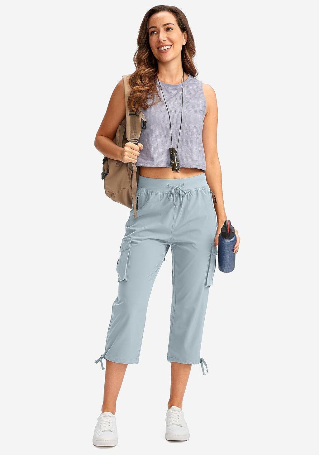 Soothfeel Women's Cargo Capris Pants - Lightweight Quick-Dry Travel & Hiking Pants | 6 Pockets, Casual Summer Style
