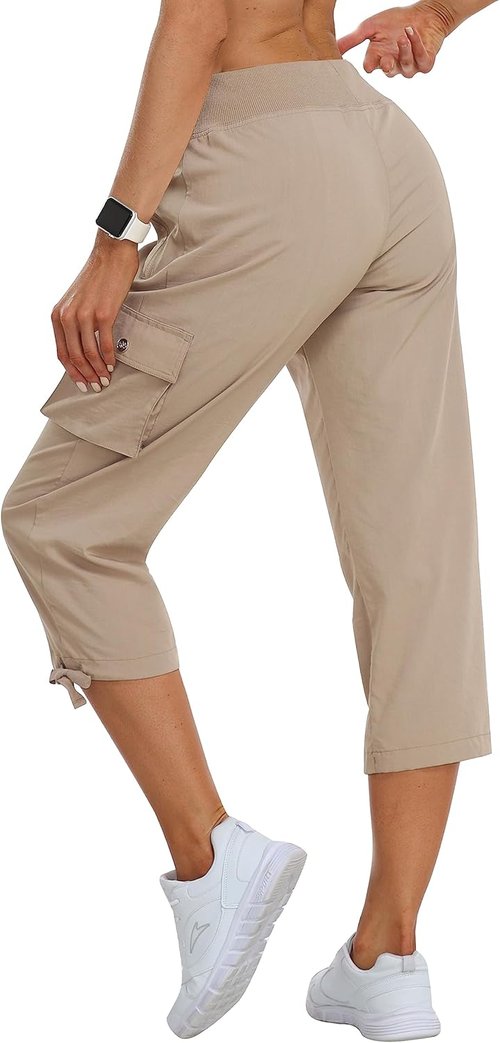 MoFiz Women's Cargo Capris - Lightweight Quick-Dry Hiking Pants with Zipper Pockets | Casual Comfort