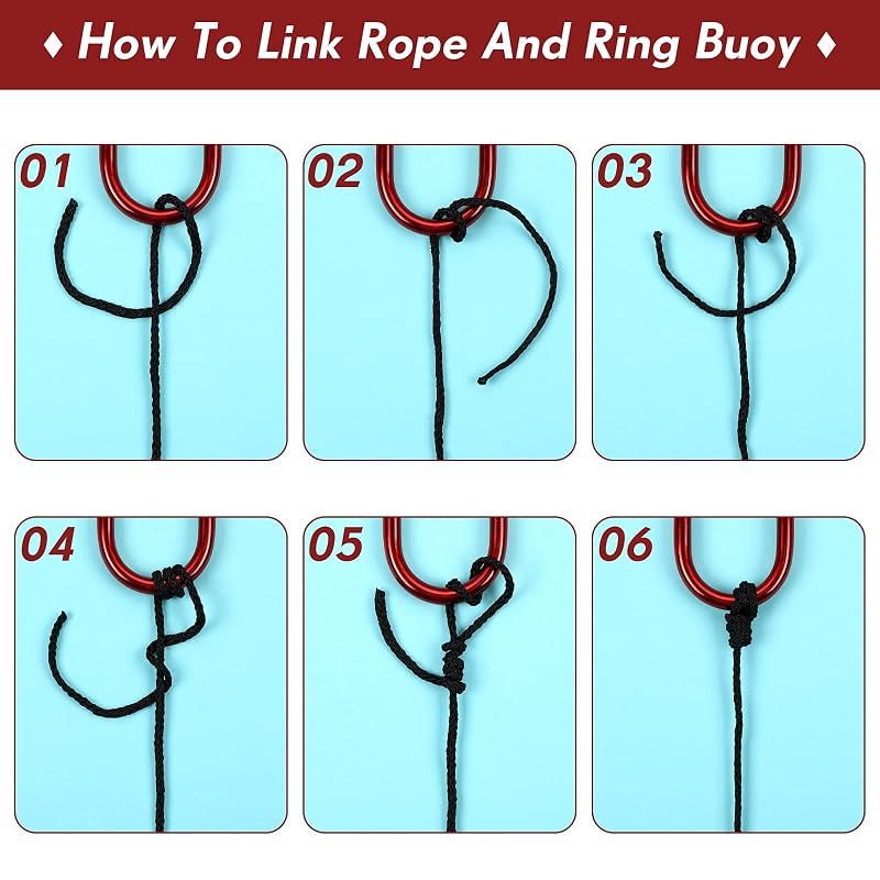 Shappy Black 15 m Floating Life Ring Rope - 1/4 in Polypropylene with Stainless Steel Hook